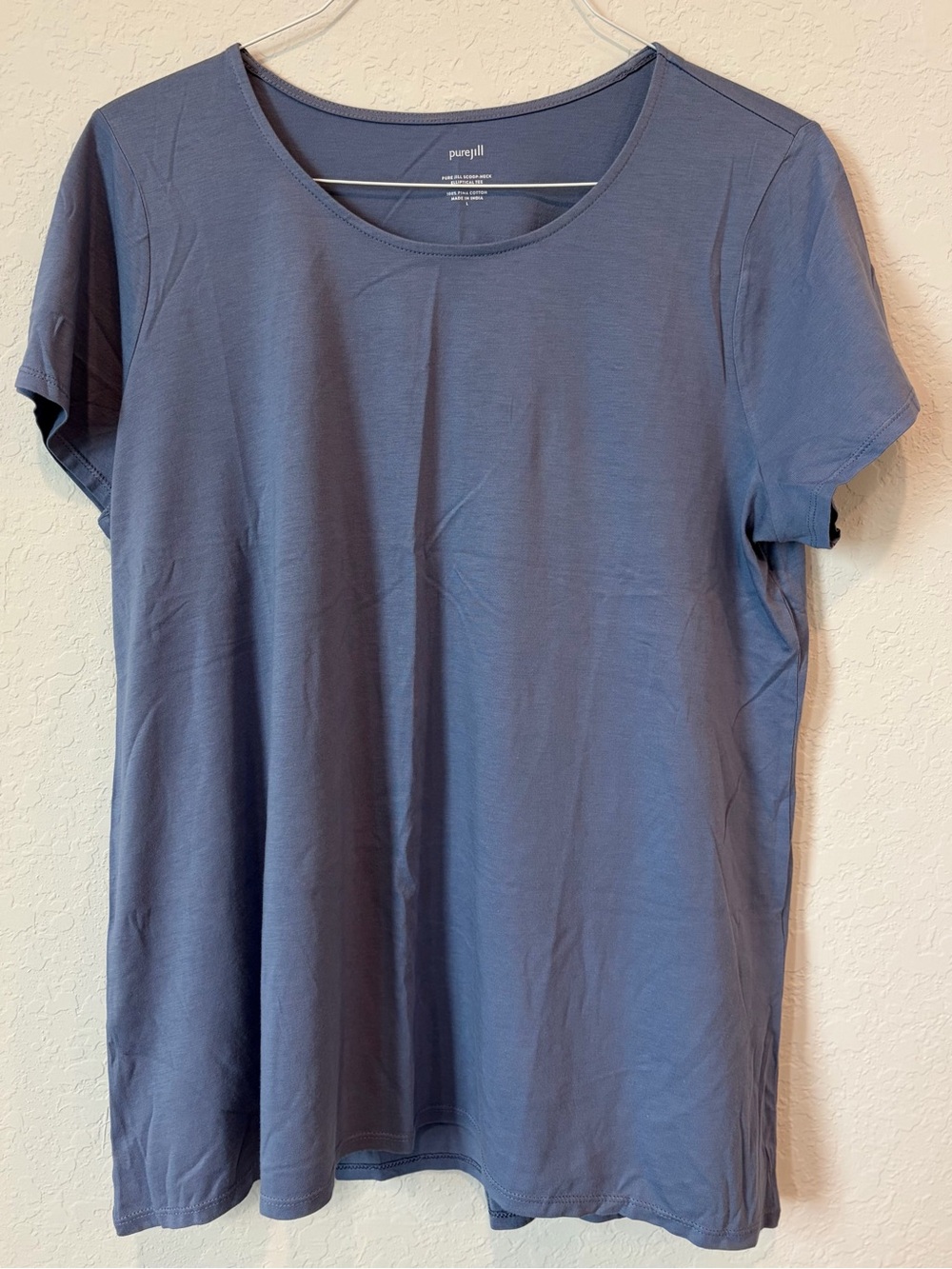 Pure Jill Classic Scoop Neck Tee in Dusty Blue
